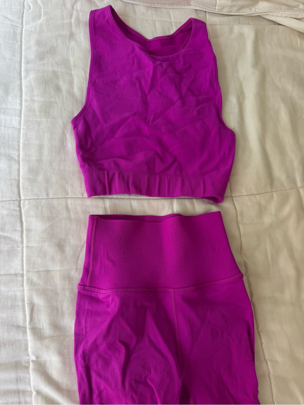 Fabletics Women’s Seamless Crop Tank and High-Waist Leggings Set - Purple